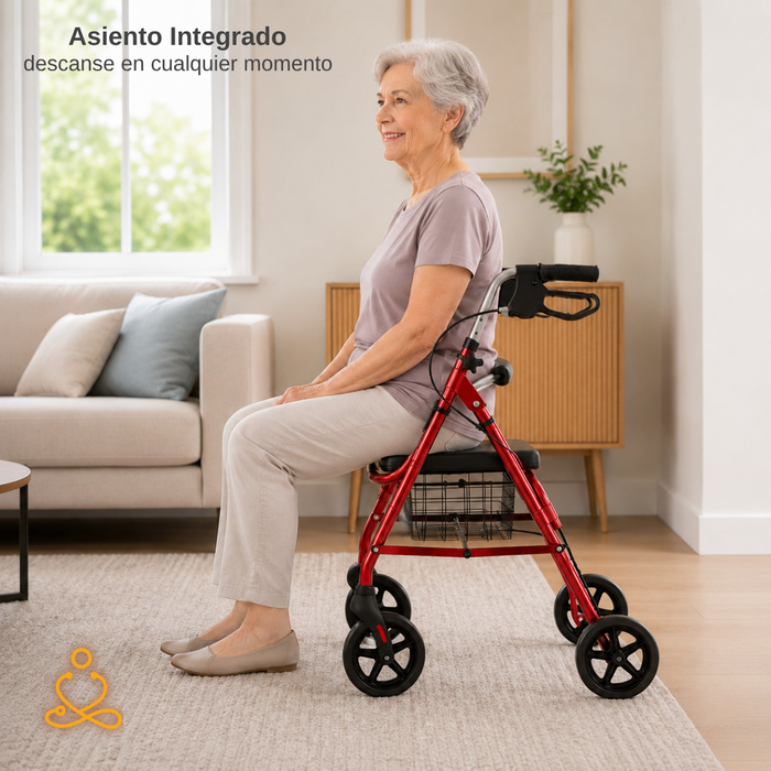 Burrito Andador Ortopédico Plegable 4 Ruedas Con Asiento