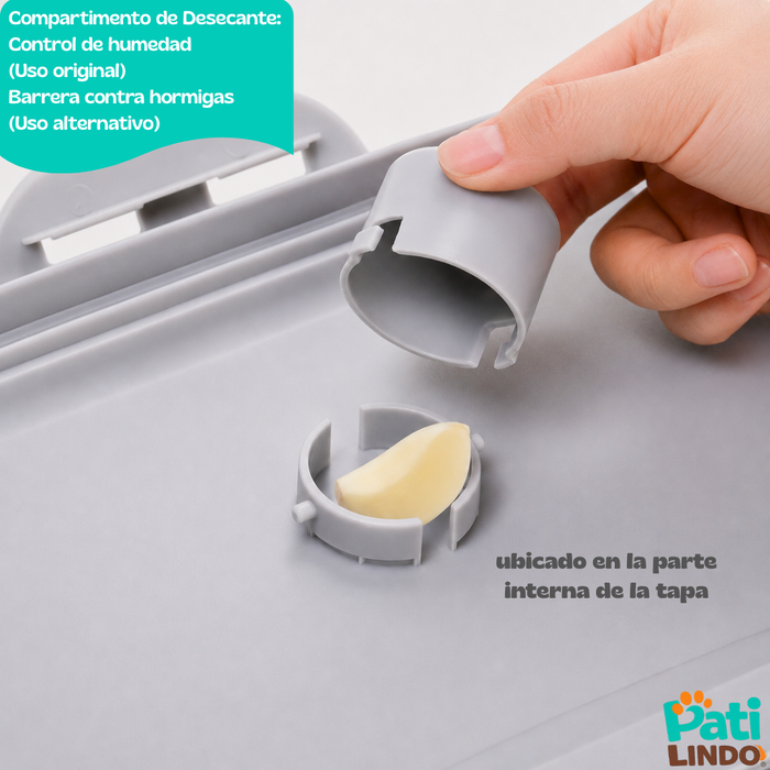 Contenedor Comida Mascotas Hermético Con Ruedas 20 L Pala y Vaso Medidor Para Alimento