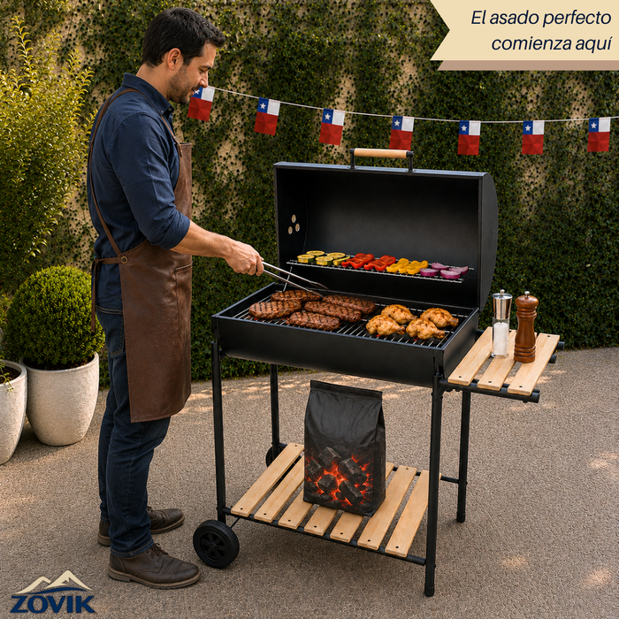 Parrilla Asador A Carbon Barril Económica Con Repisa Ruedas