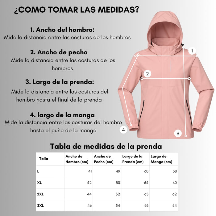Chaqueta Corta Viento Termica Impermeable Transpirable Mujer Con Gorro Cierre Metalico