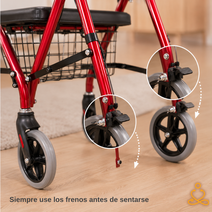 Burrito Andador Ortopédico Plegable 4 Ruedas Con Asiento