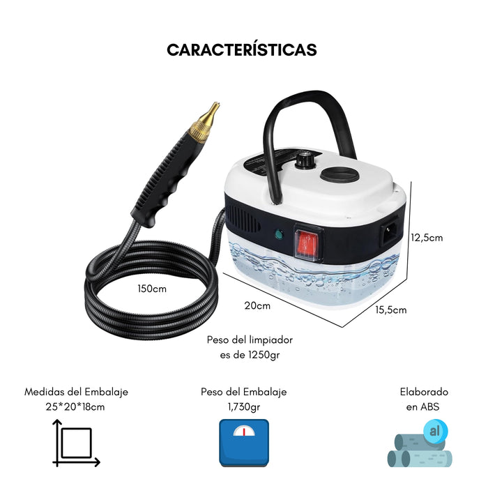 Limpiador Vapor Manual Alta Potencia Multiuso Portátil 4 Pzs