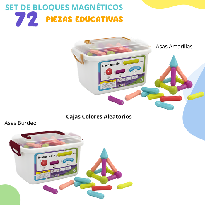 72 Unidades De Bloques De Lego Construcción Barra Magnético