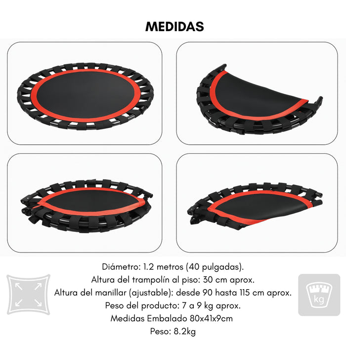 Mini Trampolín 4ft 1.2mt Aeróbico Fitness Yoga Juegos Cama Elástica Aeróbica Adultos O Juegos Para Niños Ideal Para Yoga Ejercicio Y Diversión Color Negro