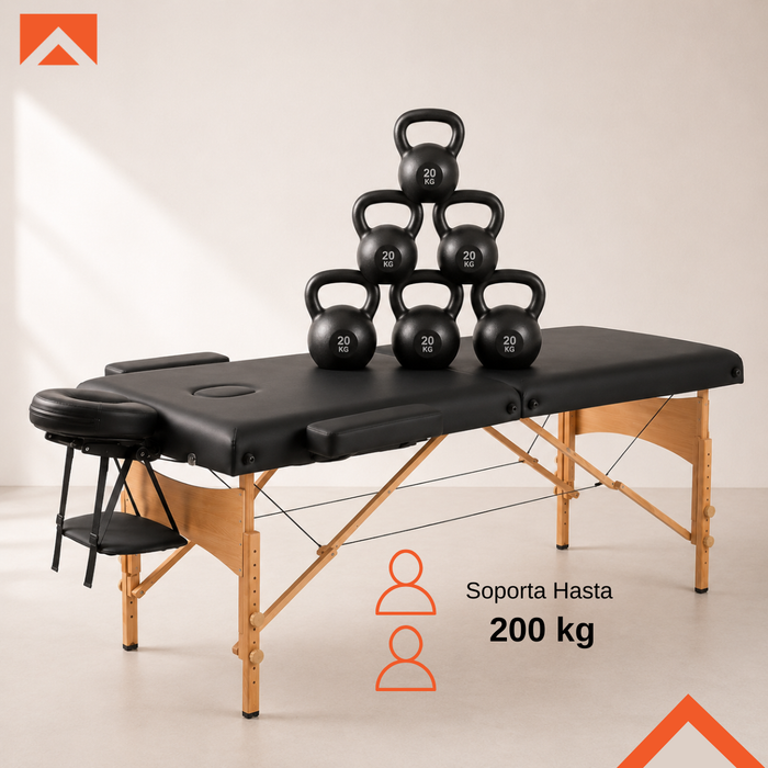 Camilla De Masaje Portátil Plegable Aluminio 2 Cuerpos con Bolso Protector de Traslado