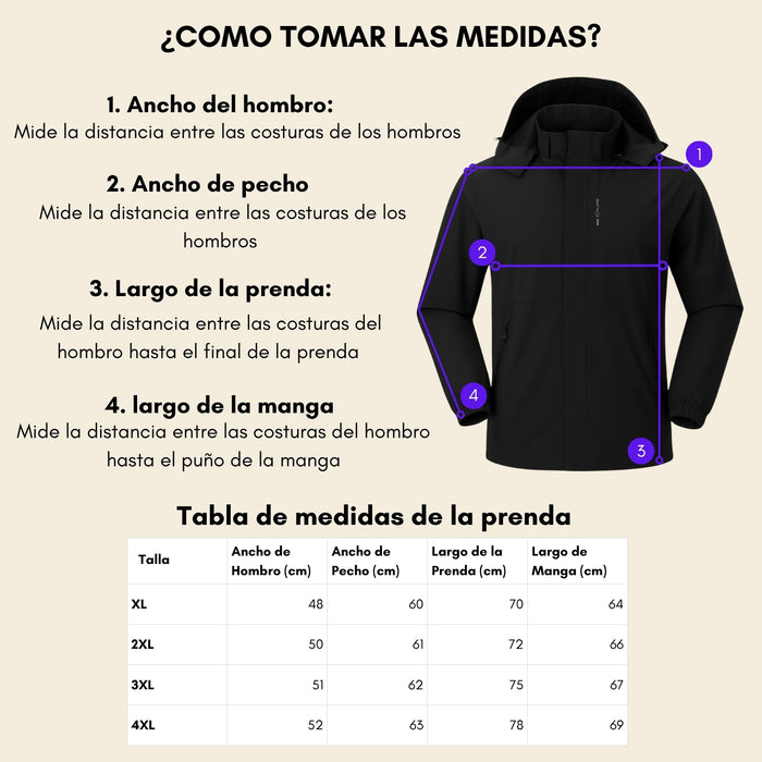 Chaqueta Corta Viento Termica Impermeable Outdoor Hombre Cierre Con Gorro