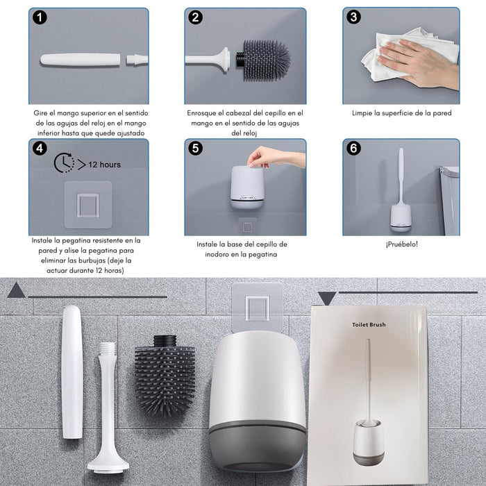 Escobilla De Limpieza De Baño De Silicona Con Soporte