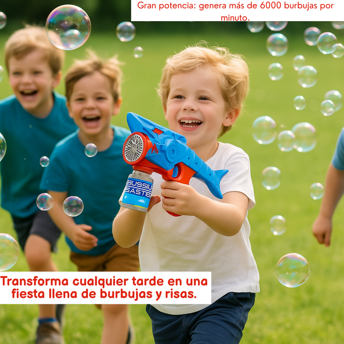 Pistola De Burbujas Juguete Infantil Con Luces Led Tiburón