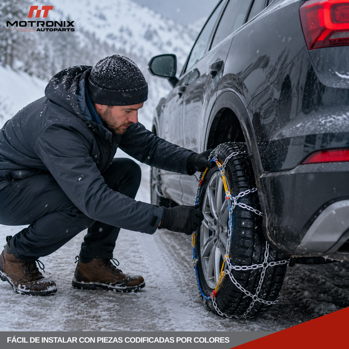 Set X2 Cadenas Para Nieve Auto Ruedas Rompe Hielo 12mm