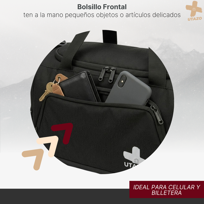 Bolso Deportivo Gym Viaje Duffel 32 Litros Impermeable 3 en 1 Negro