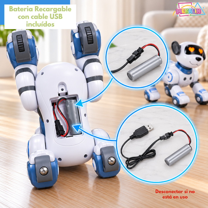 Perro Robot Interactivo a Control Remoto Batería Recargable Niños 3+ Juguete Infantil Mascota Perro Robot inteligente Con Seguimiento Función Táctil Programable Canta Y Baila