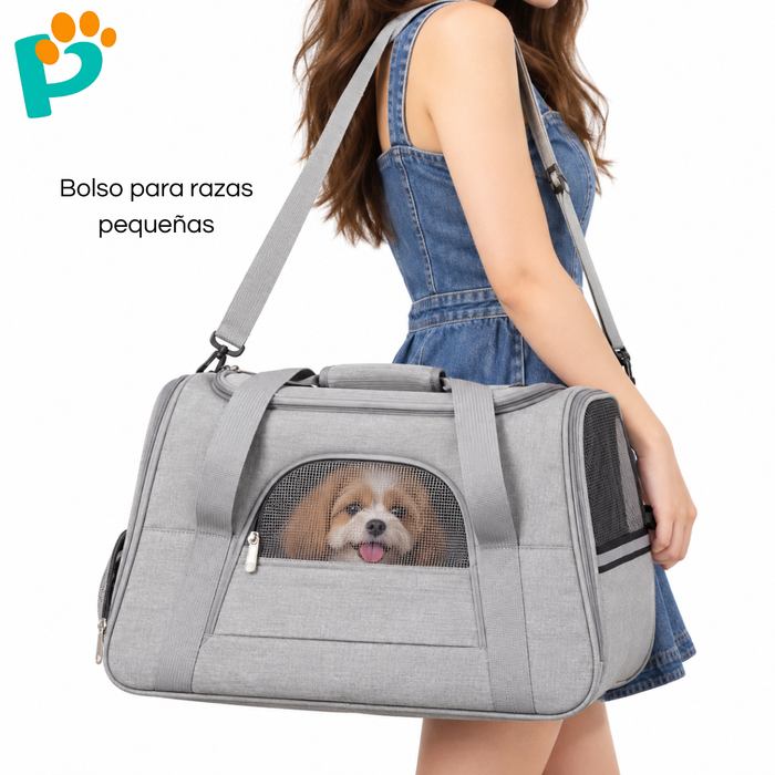 Bolso Transportador Para Mascota Con Alfombra Multifuncional Gris