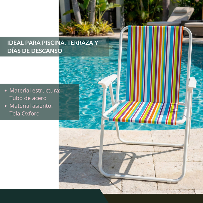 Silla Camping Plegable Playa Piscina Portátil Exteriores Rojo