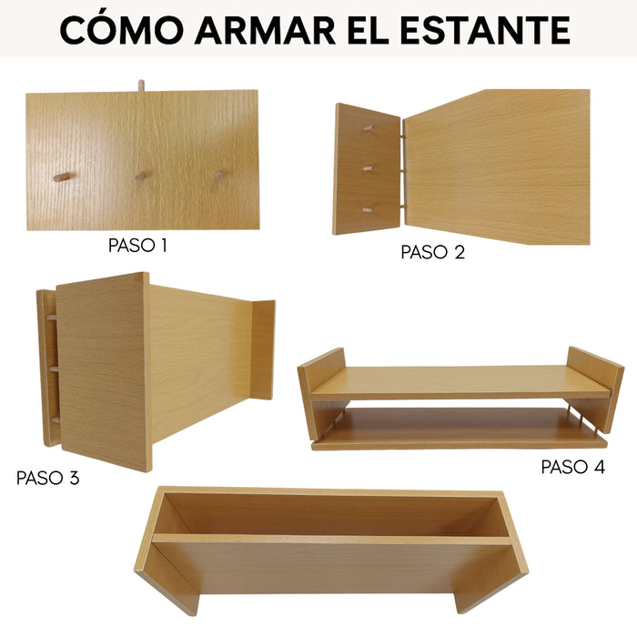 Soporte Monitor Con Estante Almacenamiento De 2 Niveles