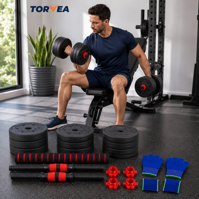 Set Mancuernas Y Barra Ajustable 20kg Pesas Para Ejercicio