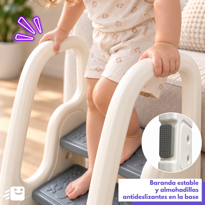 Escalera Infantil Mini 3 Peldaños Con Barandas Para Niños