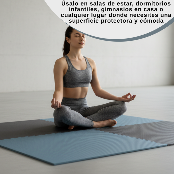 Piso De Goma Eva Infantil Niño Y Bebé Set 4 Piezas 60x60 Azul Acero