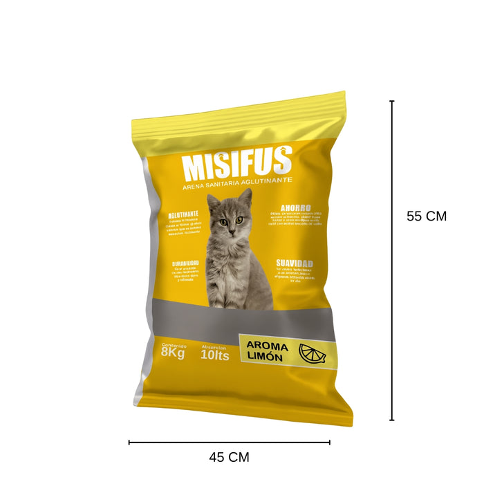 Arena Sanitaria Aglutinante Misifus 8kg Aroma Limón