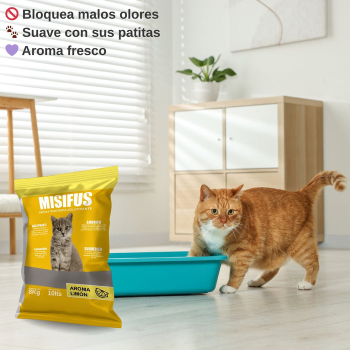 Arena Sanitaria Aglutinante Misifus 8kg Aroma Limón