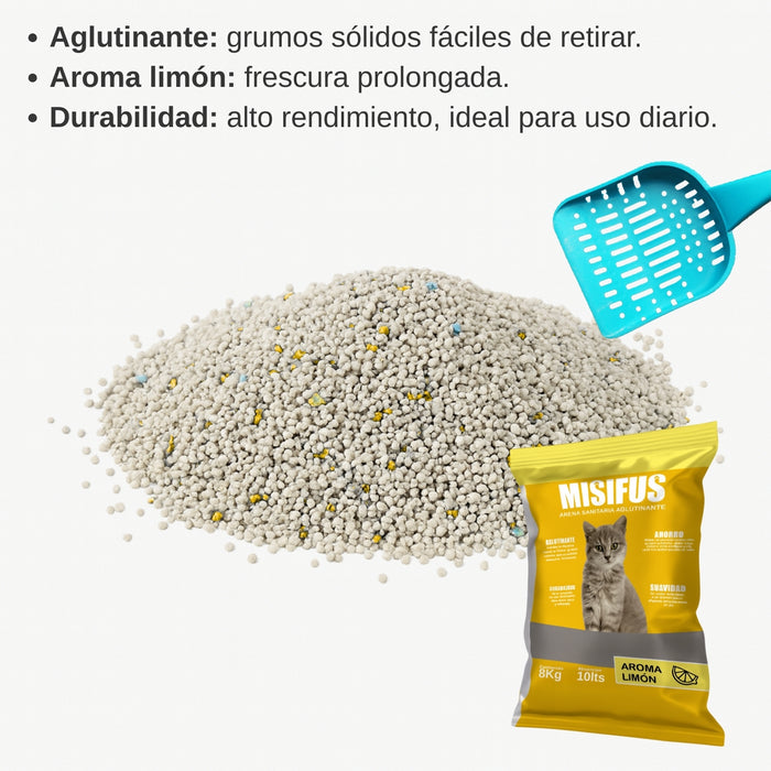 Arena Sanitaria Aglutinante Misifus 8kg Aroma Limón