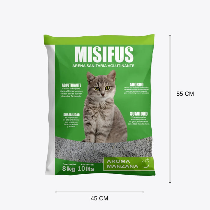 Arena Sanitaria Aglutinante Misifus 8kg Aroma Manzana