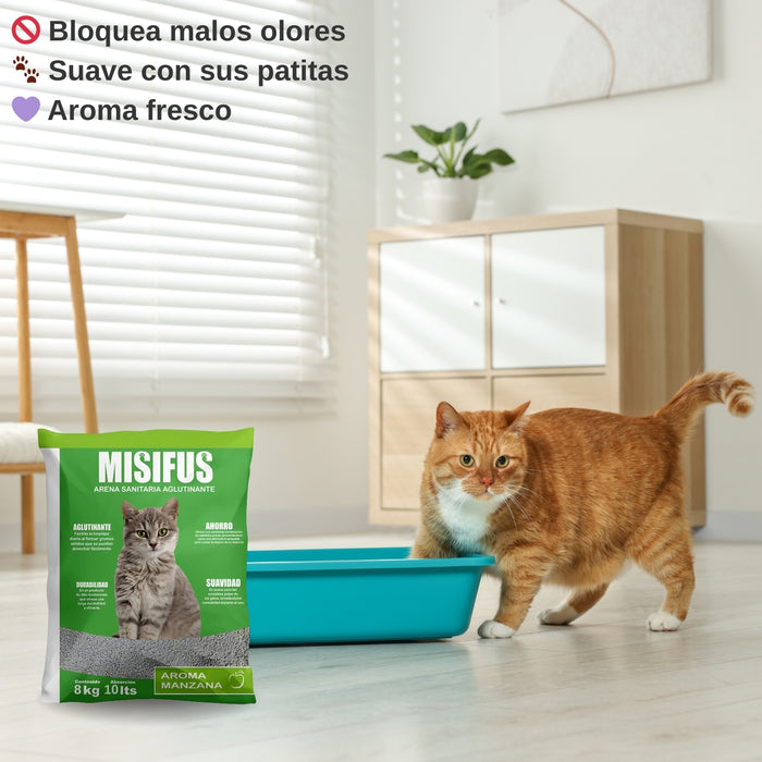 Arena Sanitaria Aglutinante Misifus 8kg Aroma Manzana
