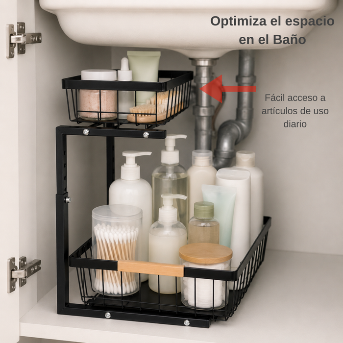 Organizador Estante Lavaplatos Deslizante 2 Niveles Multiuso