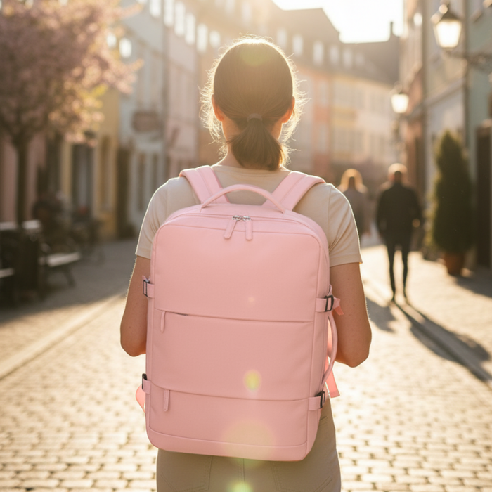 Mochila De Viaje Impermeable Laptop 15.6 Capacidad 20l - Rosa - Liso