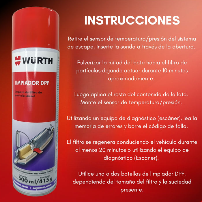 Limpiador Filtro Partículas Diesel Dpf Wurth / 400 Ml. X2