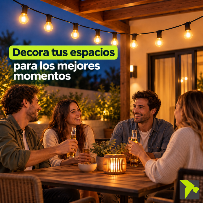 Guirnalda Led Solar 10 Metros 10 Ampolletas Vintage Exterior