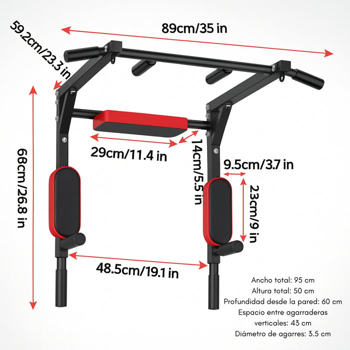 Ejercicios Multifuncional Barra Dominadas Pared Gym 8 En 1