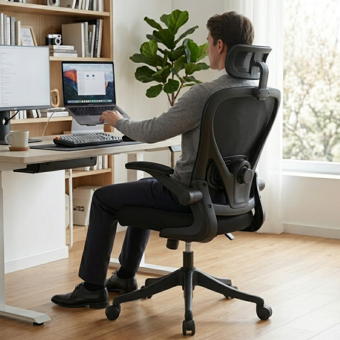 Silla Escritorio Ergonómica Soporte Lumbar Con Reposacabezas