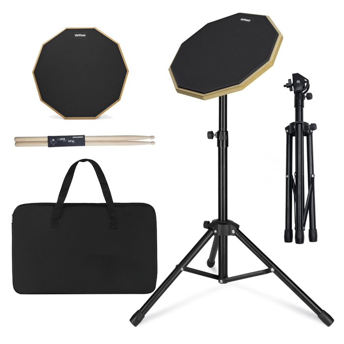 Pad De Práctica Bateria Con Atril Y Bolso Y Baquetas Negro