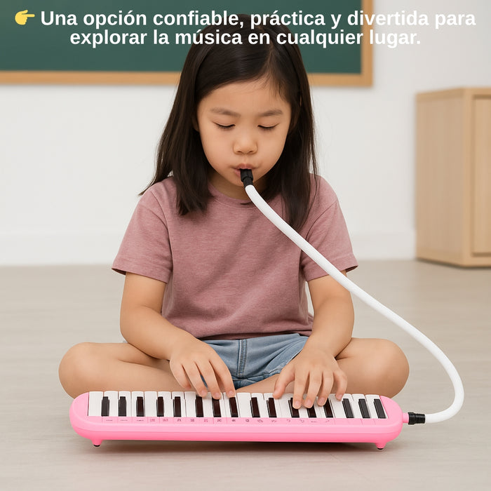 Melódica 37 Notas Escolar Teclas Y Estuche Rosa Instrumento