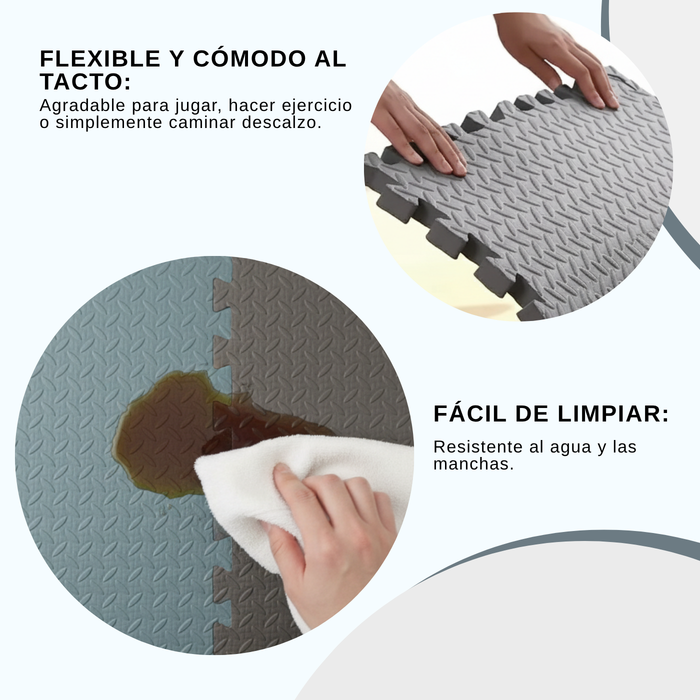 Piso De Goma Eva Infantil Niño Y Bebé Set 4 Piezas 60x60 Azul Acero