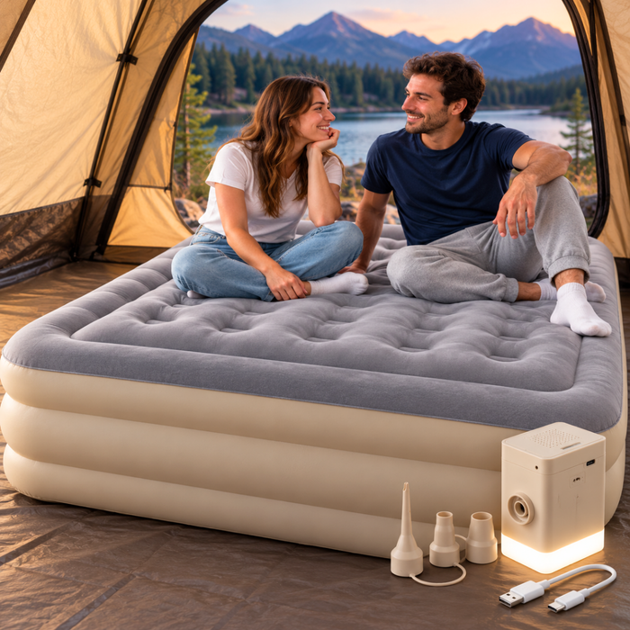 Colchon Inflable 2 Plazas Inflador Incorporado Camping Usb