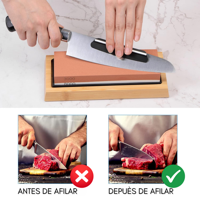Piedra Para Afilar Cuchillos Profesional Afilador Con Base