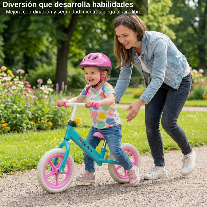 Bicicleta Bebé Equilibrio Niños Asiento Ajustable Infantil Rosa