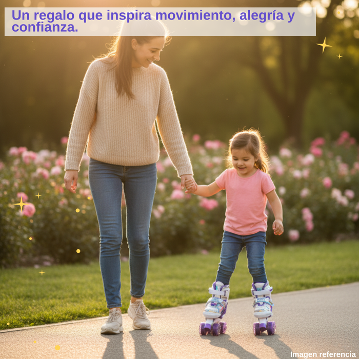 Patines Rollers 4 Ruedas Ajustables Con Luces Led Niñas Morado 50.5 Mm S (29 - 33)