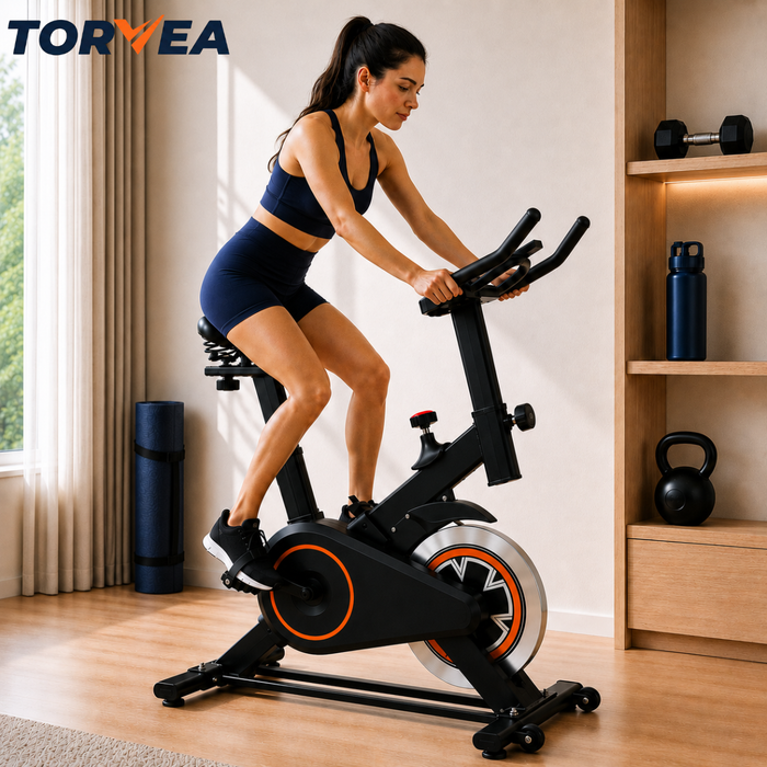 Bicicleta Spinning Estática Ejercicio Fitness Cardio 9 Niveles de resistencia Ajustable Entrenamiento En Casa Bicicleta Fija Gimnasio Hogar Sillín Regulable