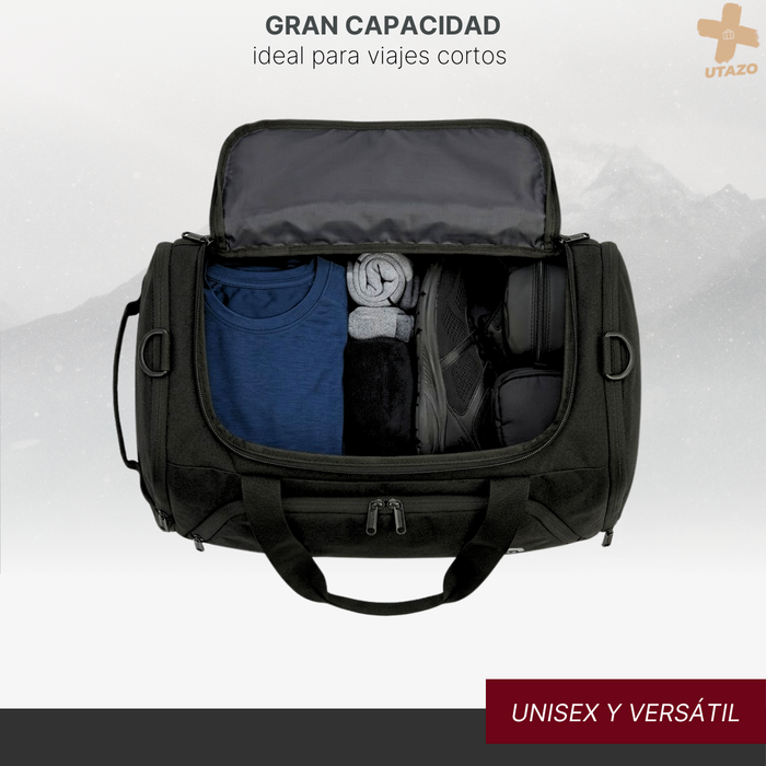 Bolso Deportivo Gym Viaje Duffel 32 Litros Impermeable 3 en 1 Negro