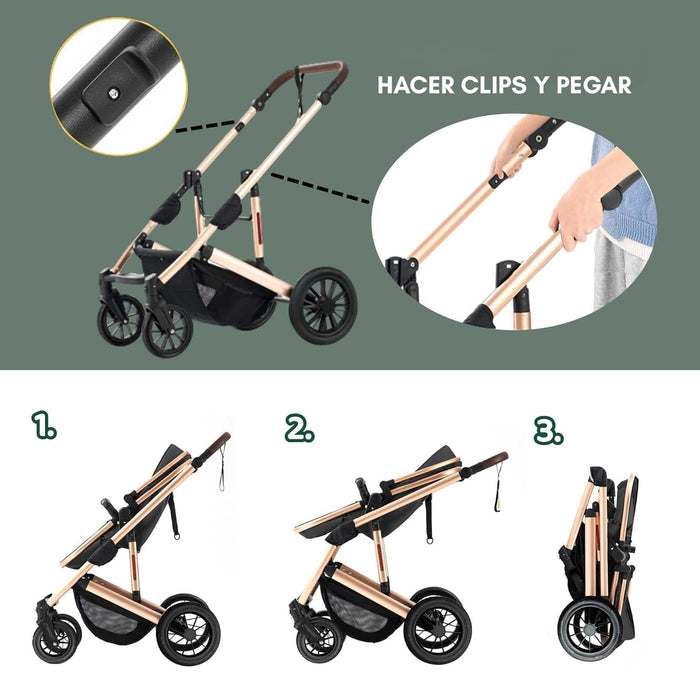 Carreola Cuna Moisés Con Accesorios Negro