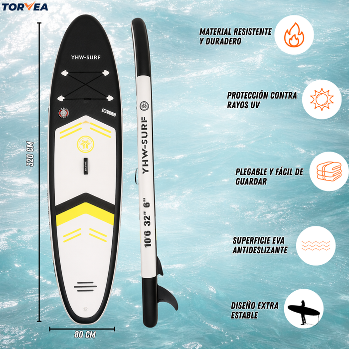 Stand Up Paddle Para Adultos Sup Vibrant 10,5 Pies Inflable Negro