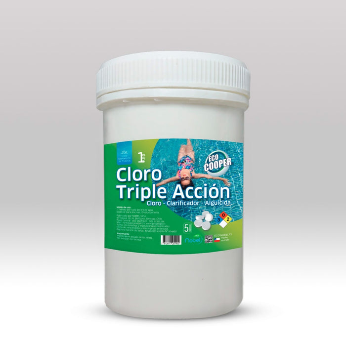 Cloro En Tabletas Para Piscinas 1 Kg Tripleaccion Aguicida