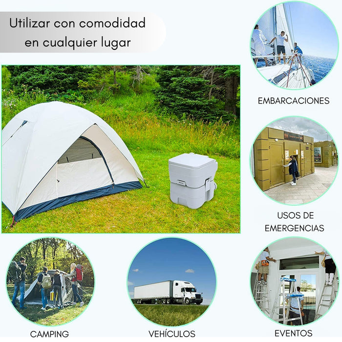 Baño Químico Portátil 20 Litros Reusable Camping Outdoor