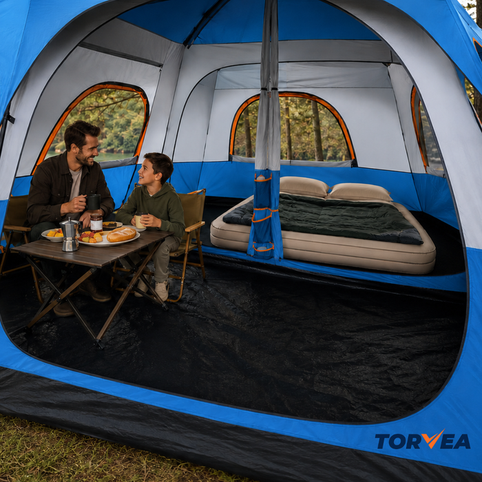 Carpa Camping Tienda Familiar 8 A 12 Personas Impermeable Azul