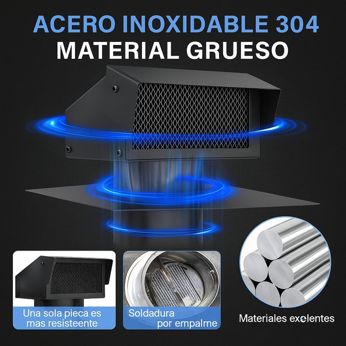 Tapa Cubierta De Ventilación Extractor Aire Techo Impermeable 6 Pulgadas Acero Inoxidable Telotenemos