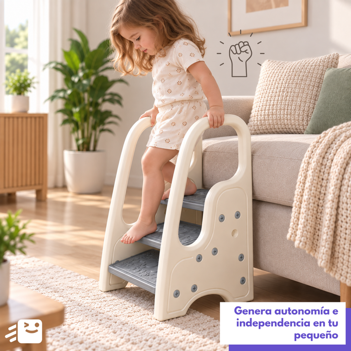 Escalera Infantil Mini 3 Peldaños Con Barandas Para Niños