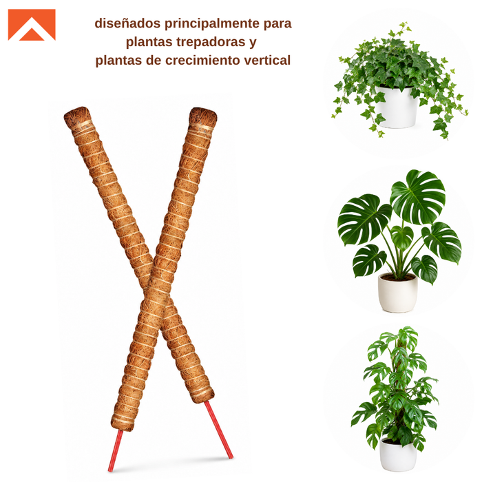 Kit Tutor de Musgo 21Pcs Soporte  Plantas Trepadoras 100cm Postes De Coco amarres y cinta