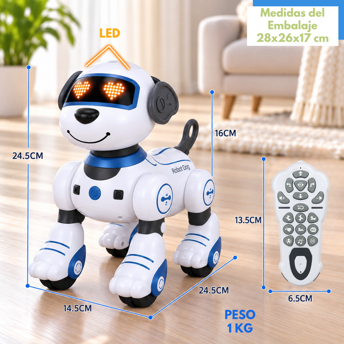 Perro Robot Interactivo a Control Remoto Batería Recargable Niños 3+ Juguete Infantil Mascota Perro Robot inteligente Con Seguimiento Función Táctil Programable Canta Y Baila